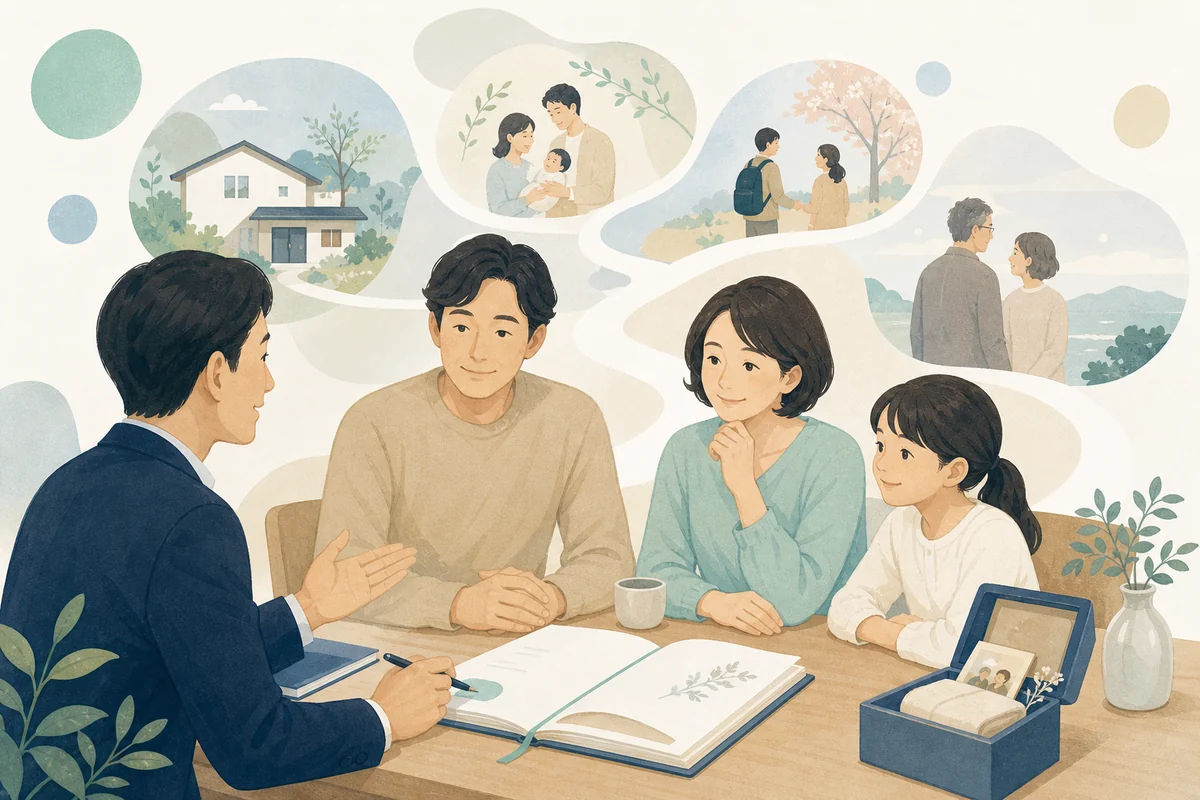 家族がFPと暮らしや将来の計画を相談する様子